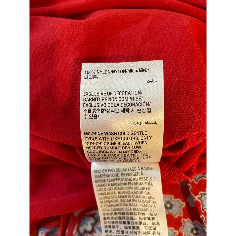 Style & Co Bandana Dress Sz M Tiered V-Neck Red Blue Sleeveless Festival Western - Picture 10 of 13